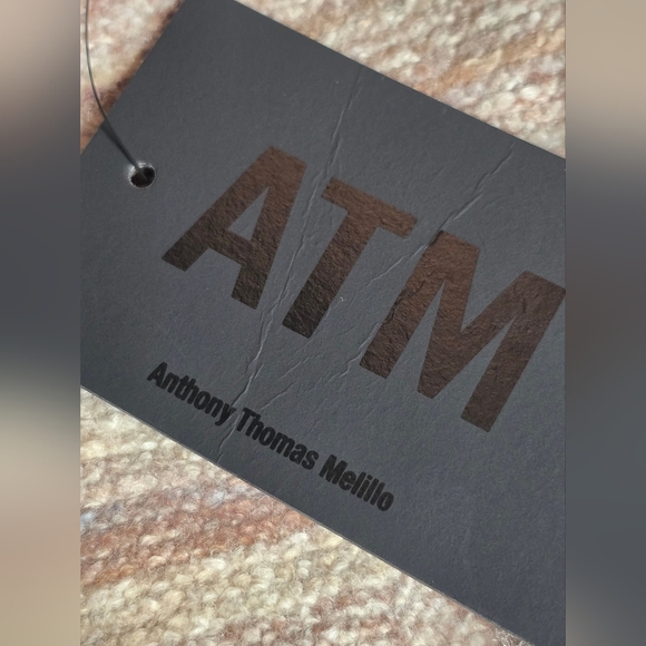 ATM Anthony Thomas Melillo Space Dyed V-Neck Sweater Neutral Stripe Small NWT - Picture 8 of 11